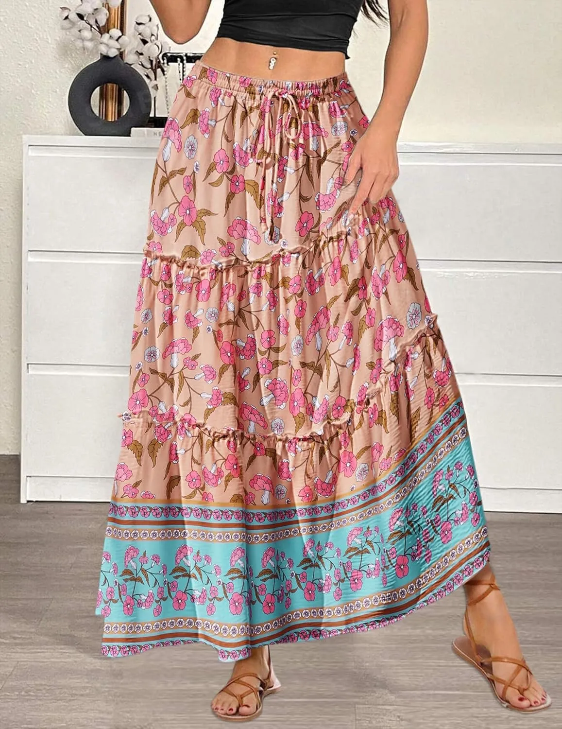 Zeagoo Womens Casual Maxi Skirts High Waist Boho Skirts