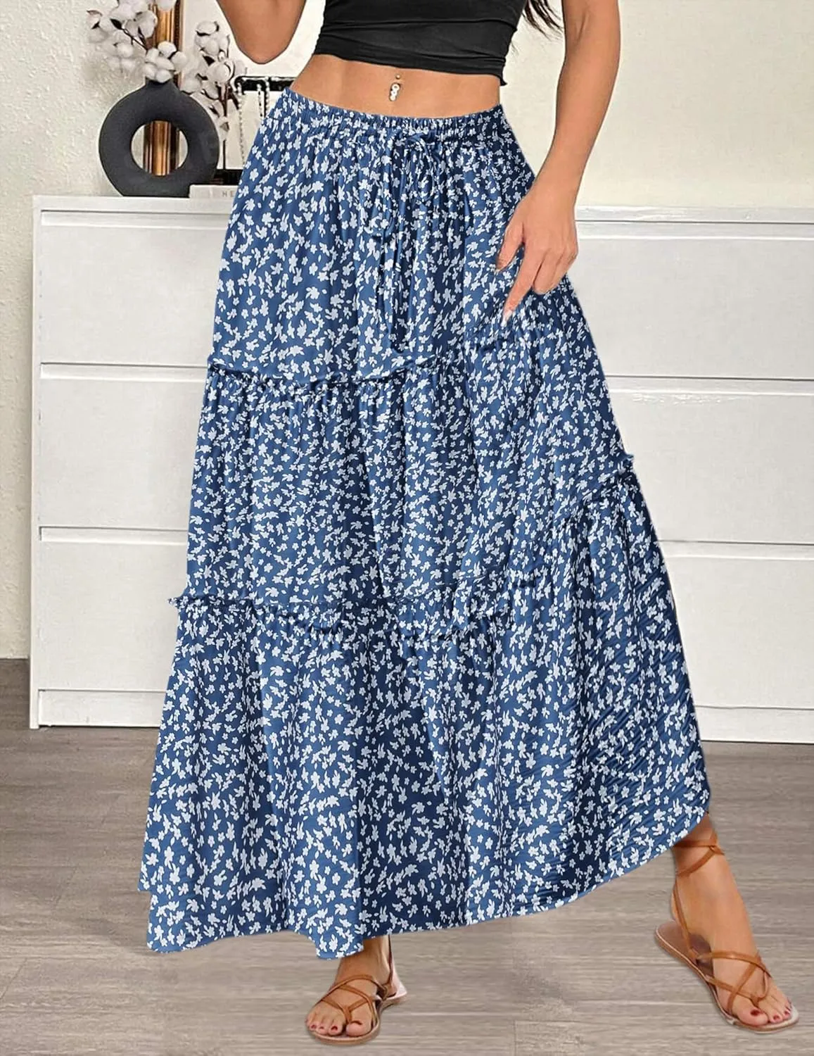 Zeagoo Womens Casual Maxi Skirts High Waist Boho Skirts