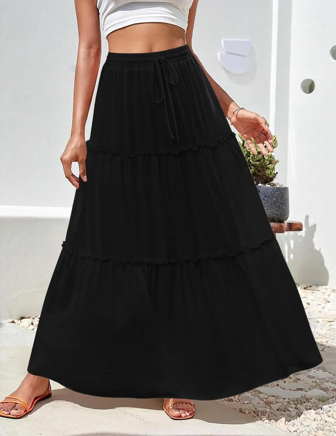 Zeagoo Womens Casual Maxi Skirts High Waist Boho Skirts